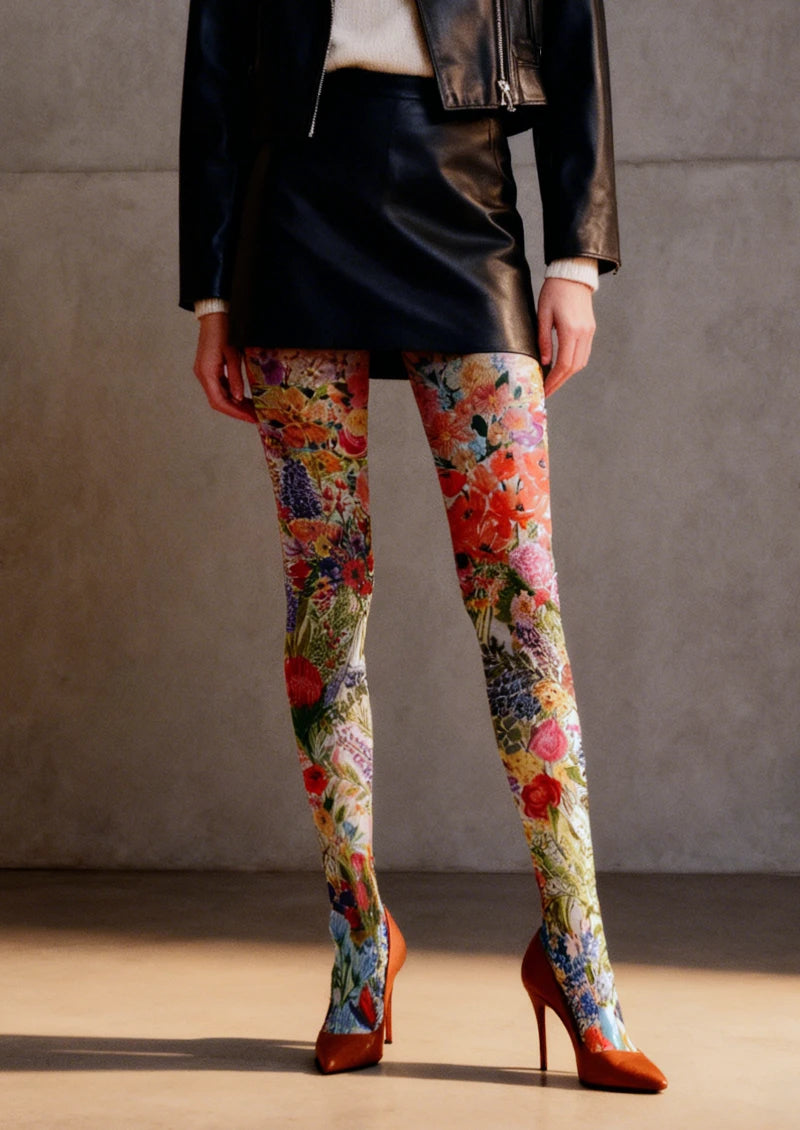 Abstract Garden Tights - Floral / Artsy Pantyhose | Viken Plan