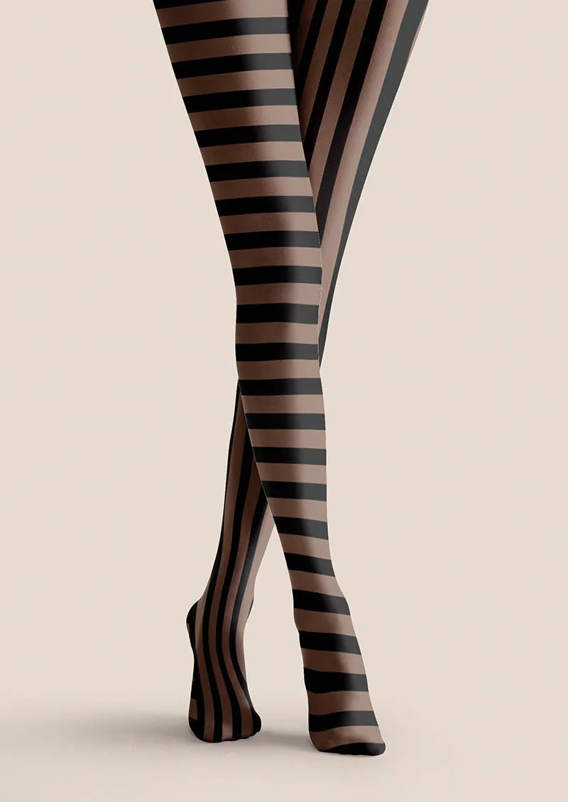 Shadow Panel Stripes Tights – Sleek Contrast Line Pantyhose