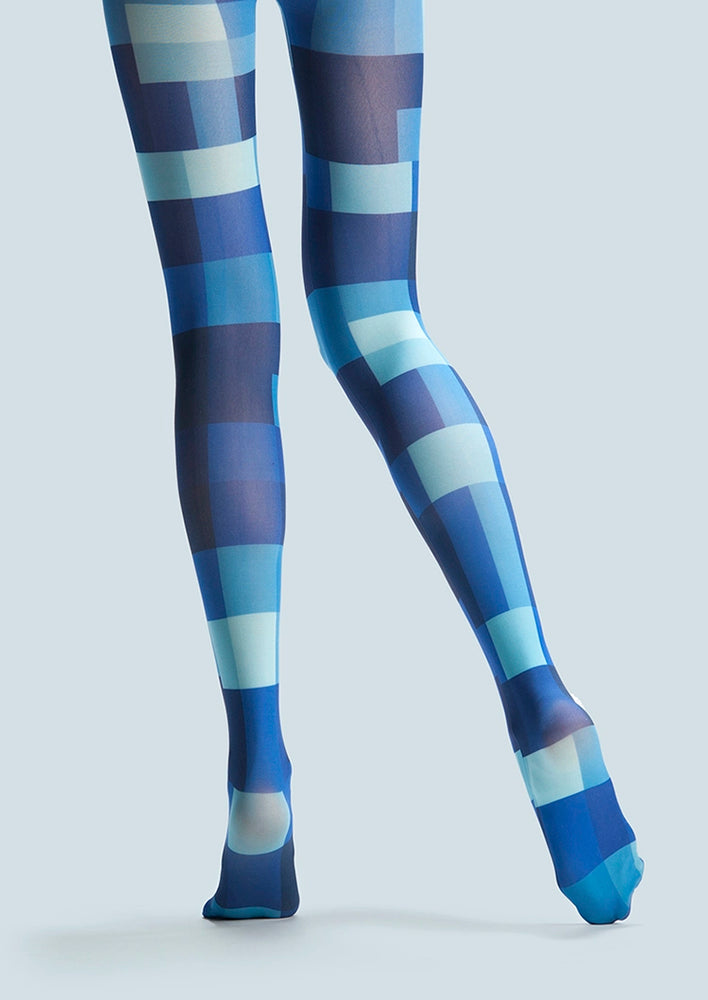 Blue Square Check Tights – Pop Art Pantyhose | Viken Plan – VikenPlan