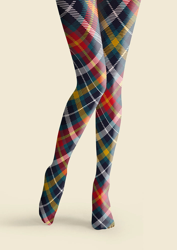 Deep Blue-Colorful stripes Check Tights Hosiery Pantyhose | Viken Plan ...