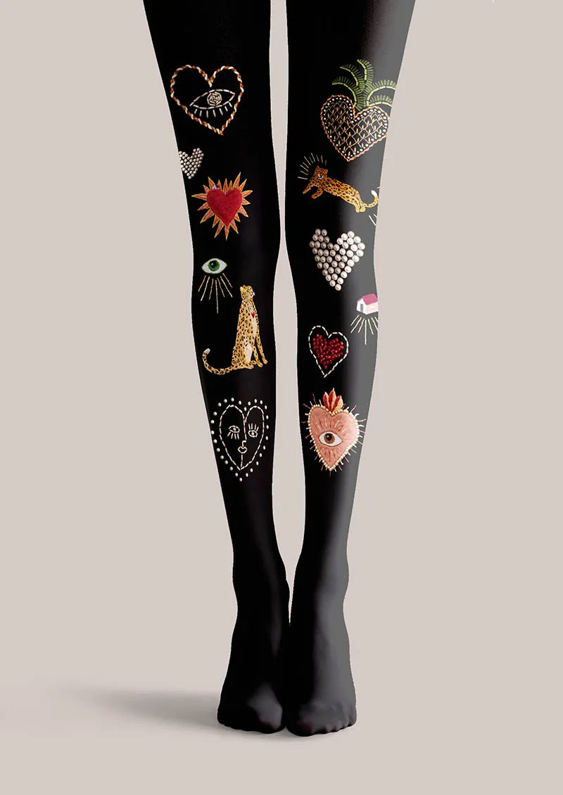 Viken Plan Fun Art Icon Stitch Tights Hosiery Pantyhose