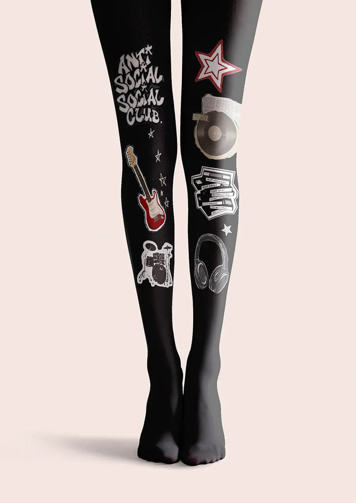 Rock Statement Tights – Fun Art Graphic Pantyhose | Viken Plan – VikenPlan