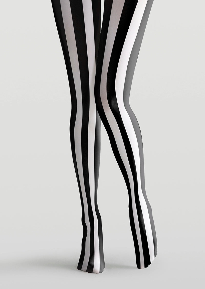 Viken Plan Black-white  stripes Tights Hosiery Pantyhose