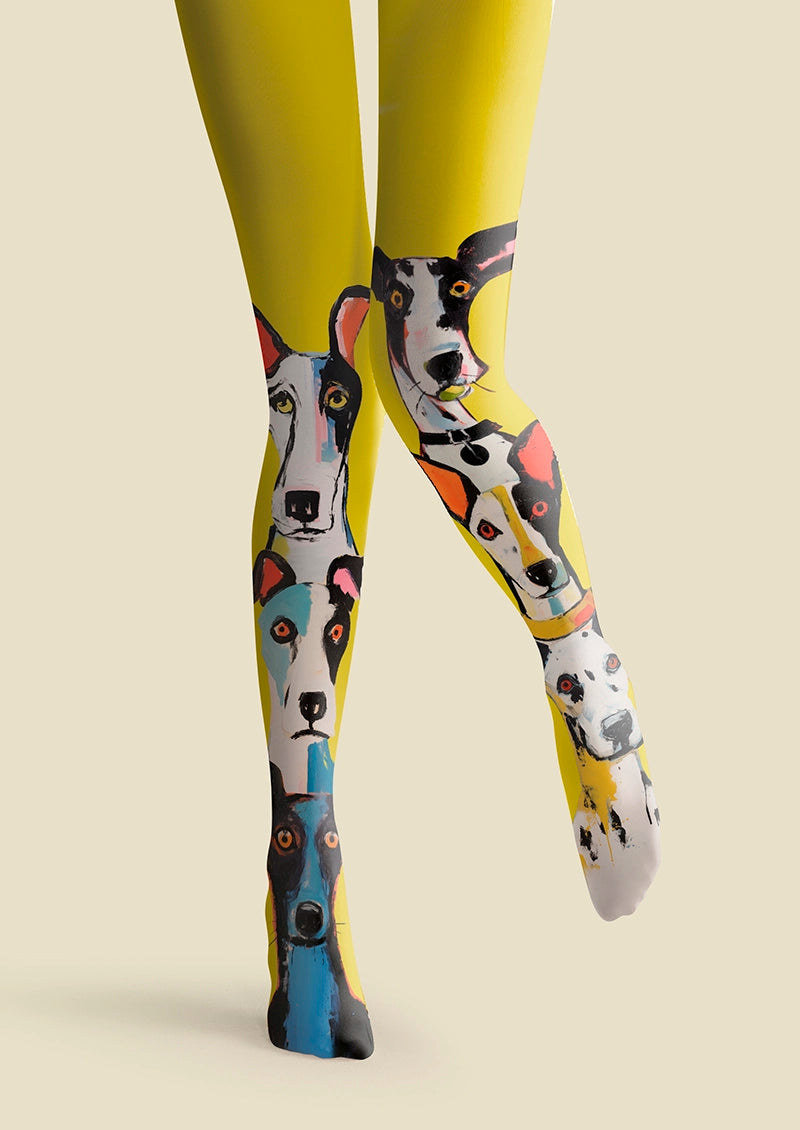 Viken Plan Dog Narrative Patterned Tights Hosiery Pantyhose