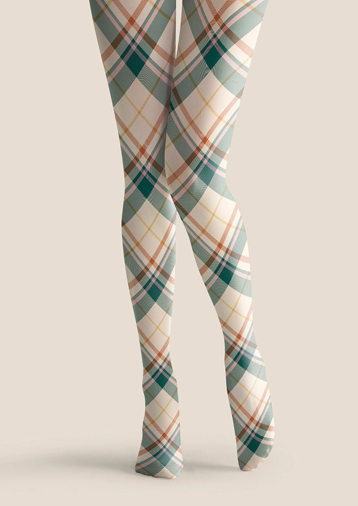Khaki Stripes Check Tights Hosiery Pantyhose | Viken Plan – VikenPlan