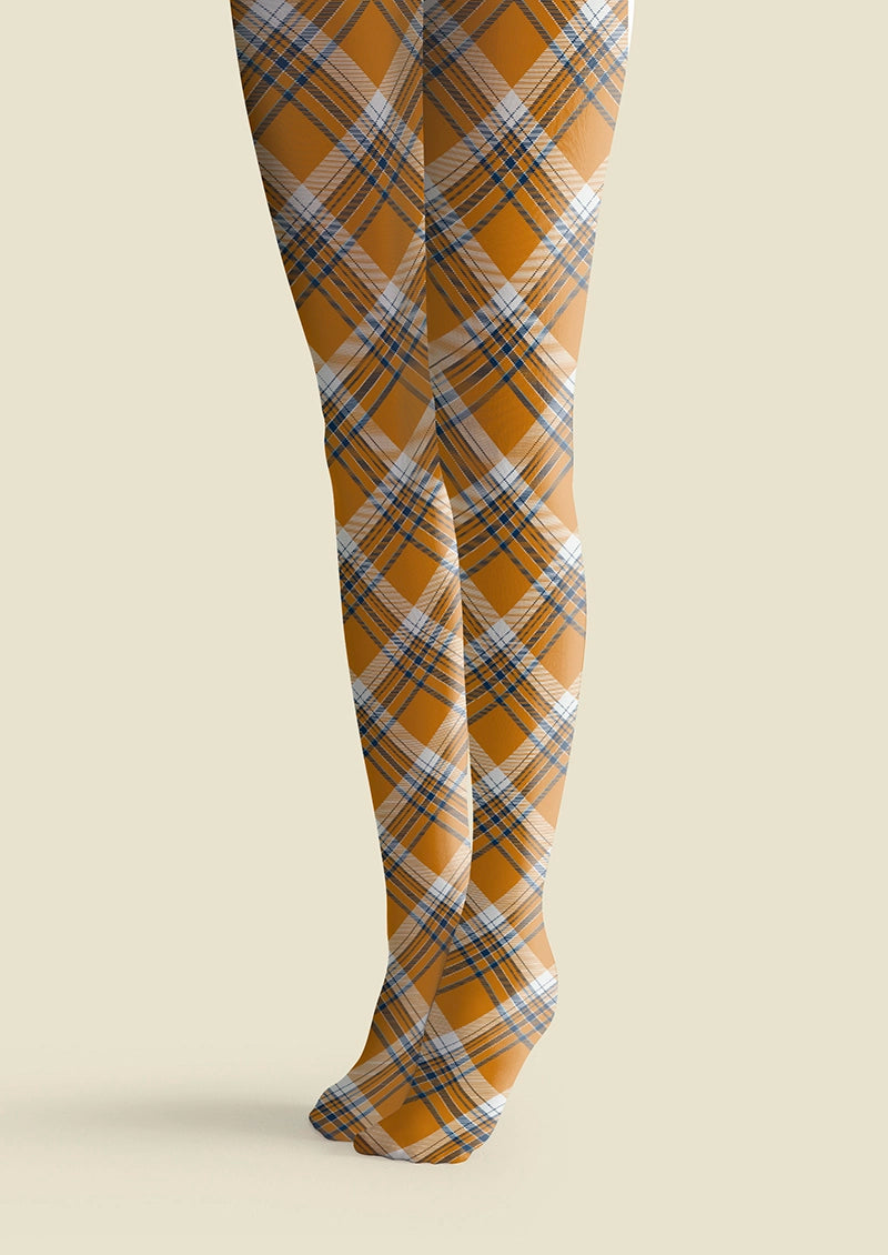 Yellow-blue Check Tights Hosiery Pantyhose | Viken Plan – VikenPlan