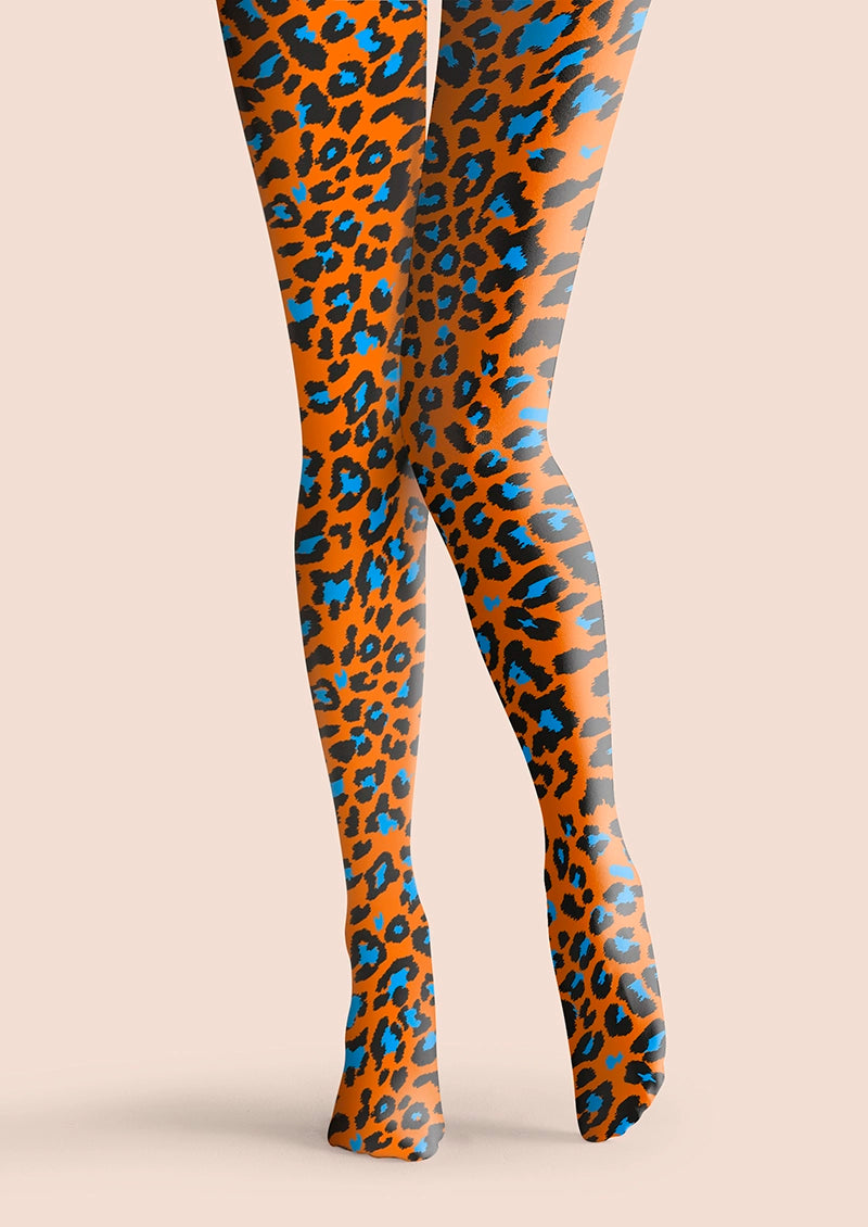 Viken Plan Classic Fashion Print Tights Personalized Pantyhose/Tights [Tangerine Jungle Leopard]