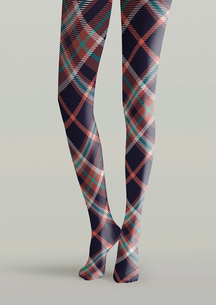 Deep blue-red stripes Check Tights Hosiery Pantyhose | Viken Plan ...