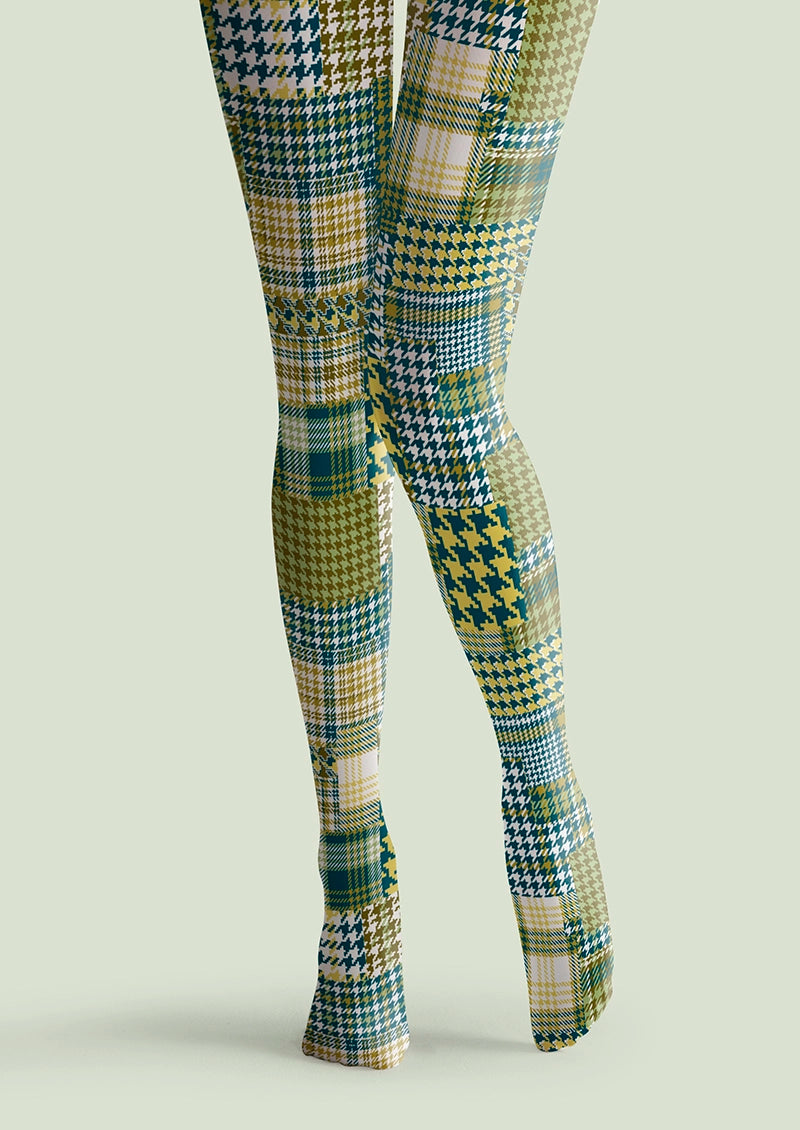 Patchwork houndstooth Tights Hosiery Pantyhose | Viken Plan – VikenPlan