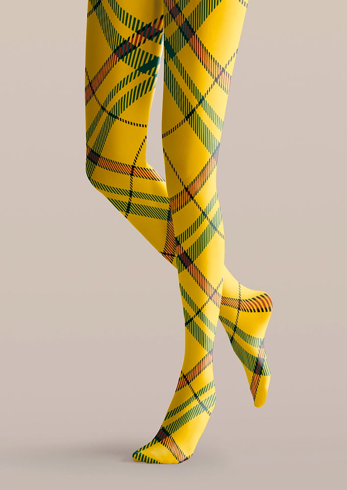 Yellow stripes Check Tights Hosiery Pantyhose | Viken Plan – VikenPlan