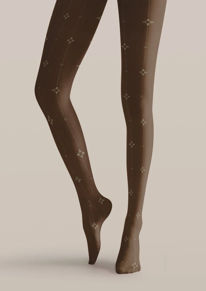 Brown Star Pattern Tights - Graphic & Artistic Pantyhose | Viken Plan ...