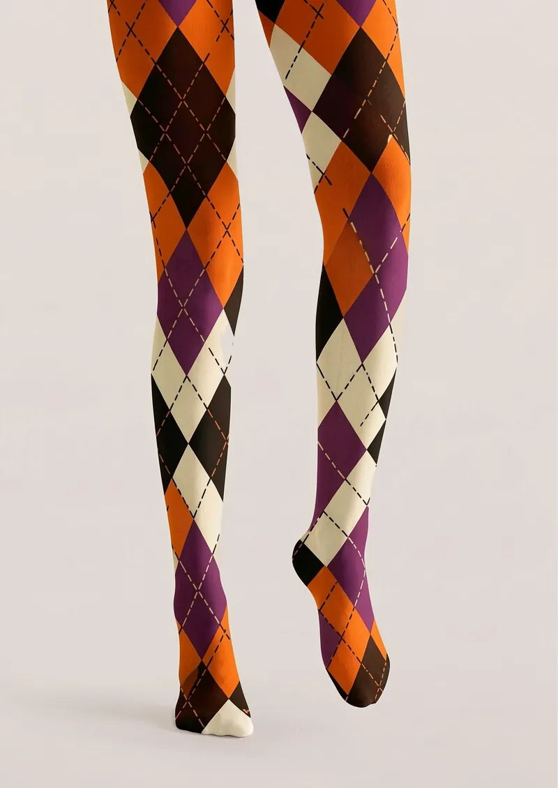 Viken Plan Halloween Plaid Tights Hosiery Pantyhose