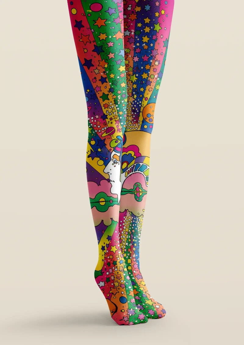 Viken Plan Cosmic Starburst Graphic Tights Hosiery Pantyhose
