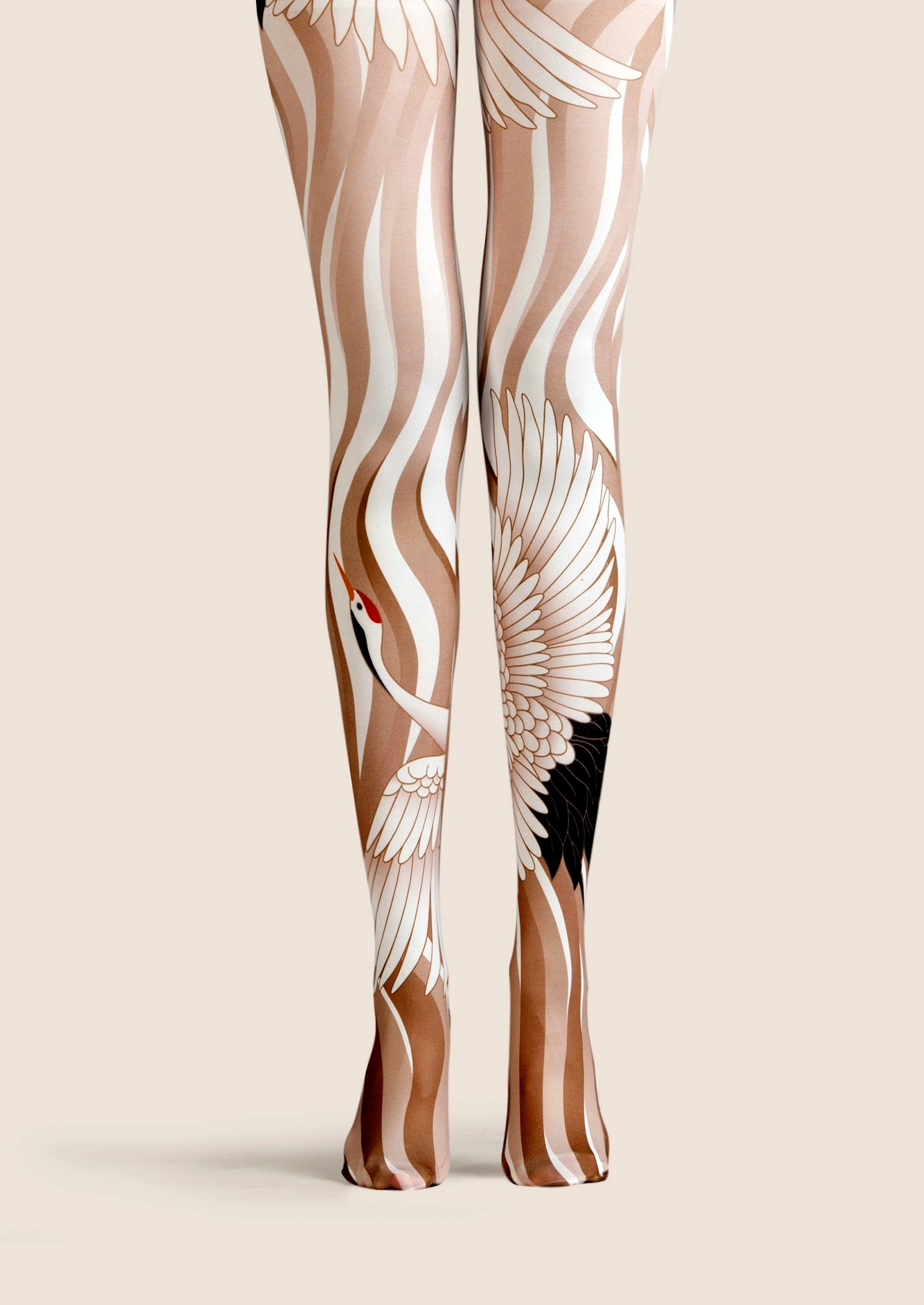 Viken Plan Ethnic art Print Tights Versatile Pantyhose/Tights [Golden Crane's Wings Unfurling]