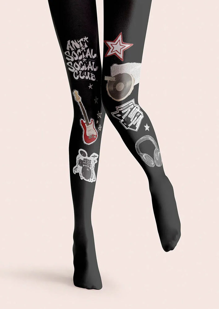 Rock Statement Tights – Fun Art Graphic Pantyhose | Viken Plan – VikenPlan