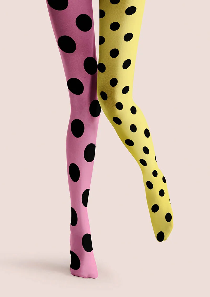 Viken Plan Pink-Yellow Dots Tights Hosiery Pantyhose