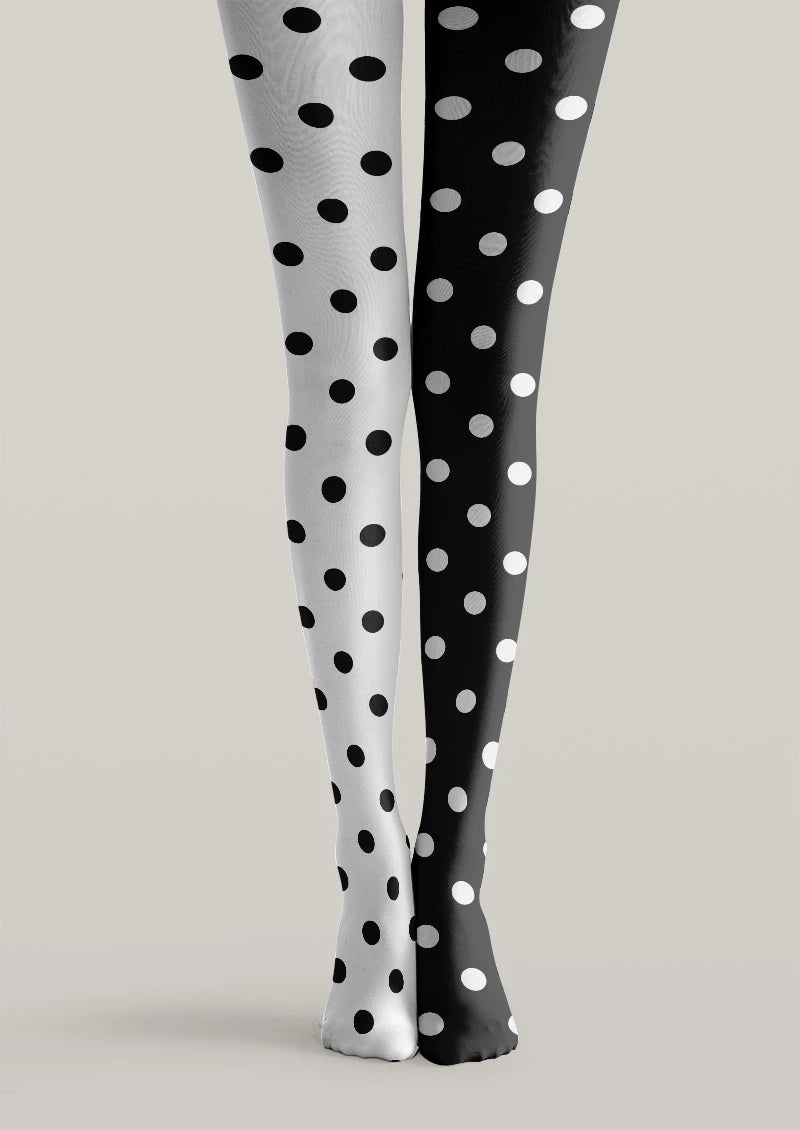 Viken Plan Polka Dot Contrast Tights Hosiery Pantyhose