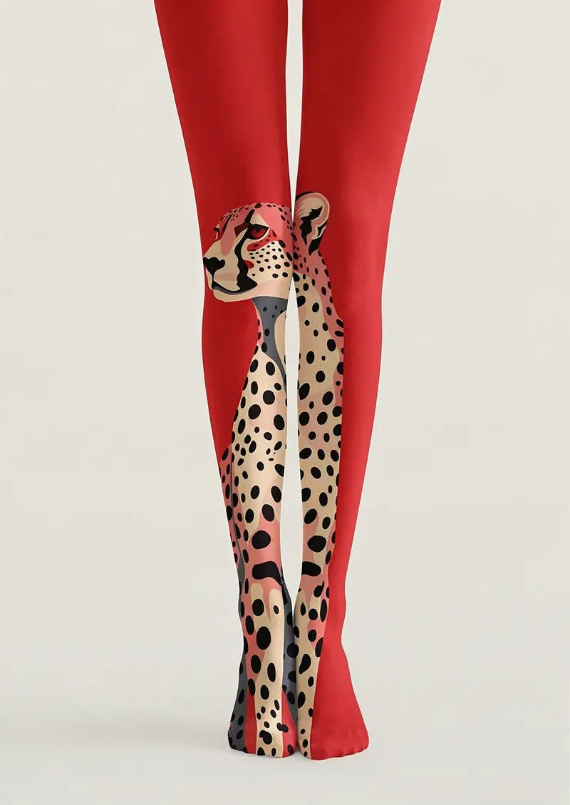 Viken Plan Scarlet Cheetah Tights Hosiery Pantyhose