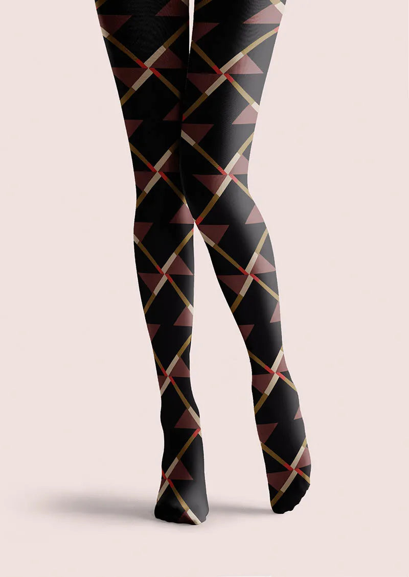 Viken Plan Ribbon Plaid Tights Hosiery Pantyhose