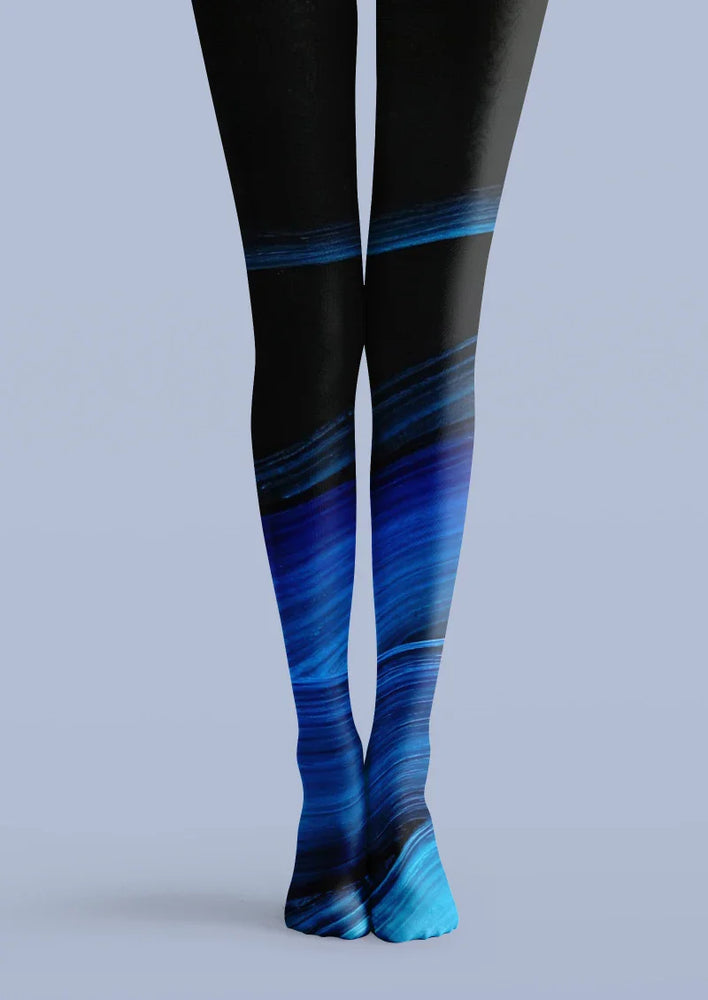 Blue Black Gradient Tights - Geometric shape Pantyhose | Viken Plan ...