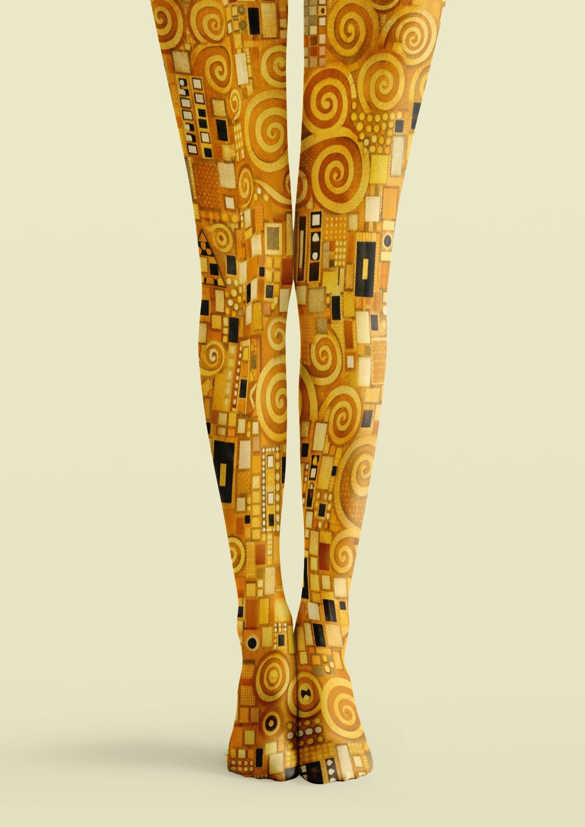 Viken Plan Klimt Golden Swirl Art Printed Tights Hosiery Pantyhose
