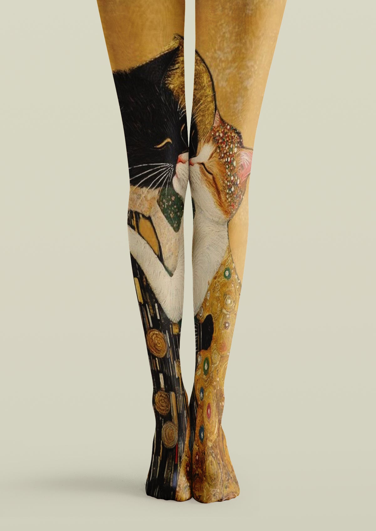 Viken Plan Klimt Cat Kiss Printed Art Tights Hosiery Pantyhose