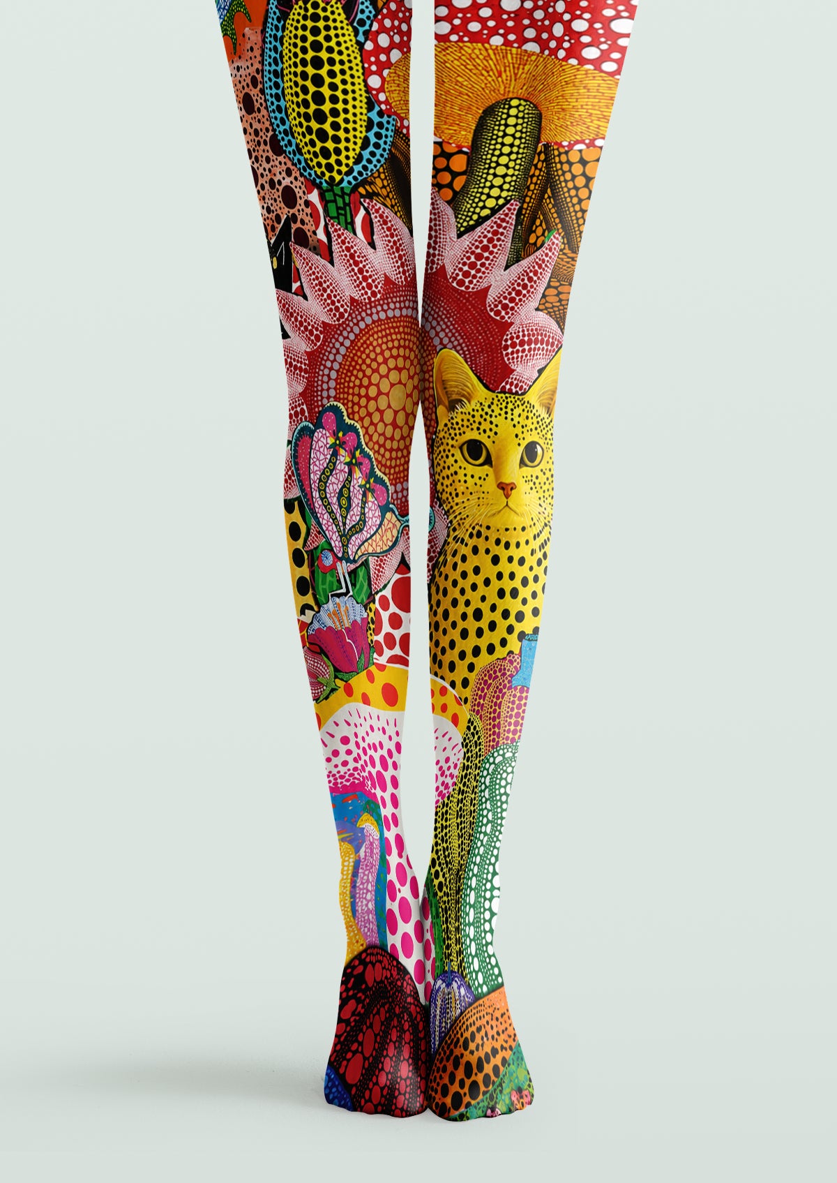 Viken Plan Yayoi Kusama Inspired Polka Dot Cat Art Tights Hosiery Pantyhose