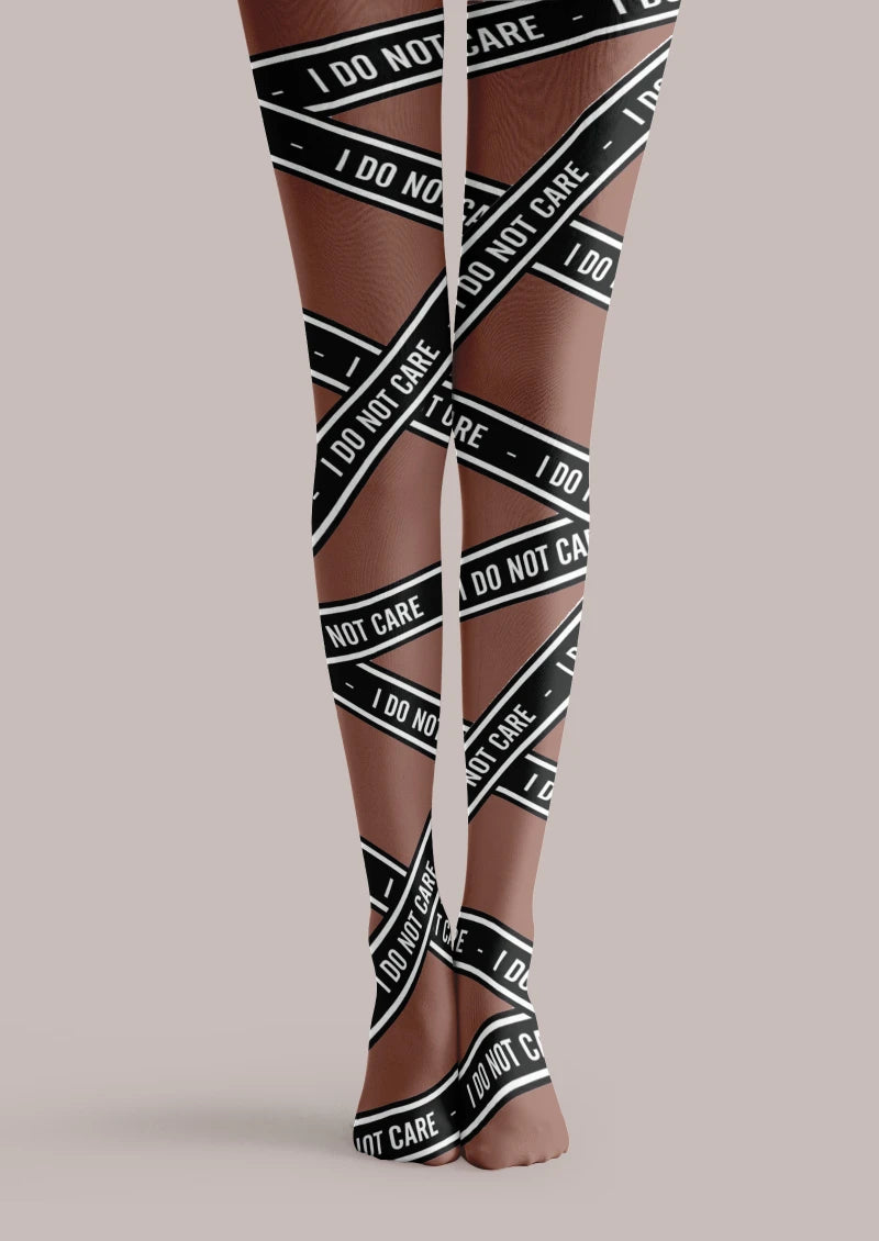 Viken Plan Text Cross Graphic Tights Hosiery Pantyhose
