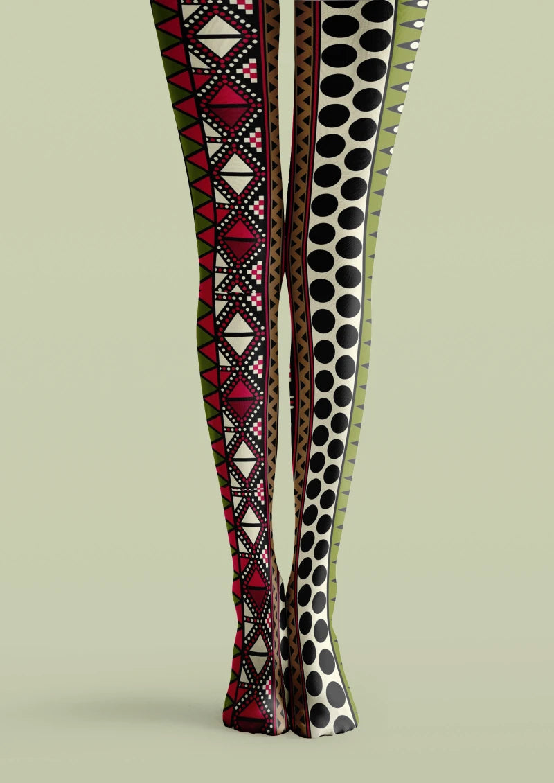 Ethnic Geometric Tights - Geometric shape Pantyhose | Viken Plan ...