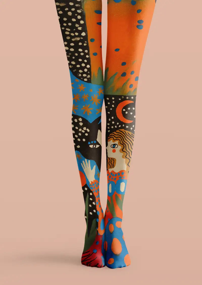 Viken Plan Abstract Cat Eye Graphic Tights Hosiery Pantyhose