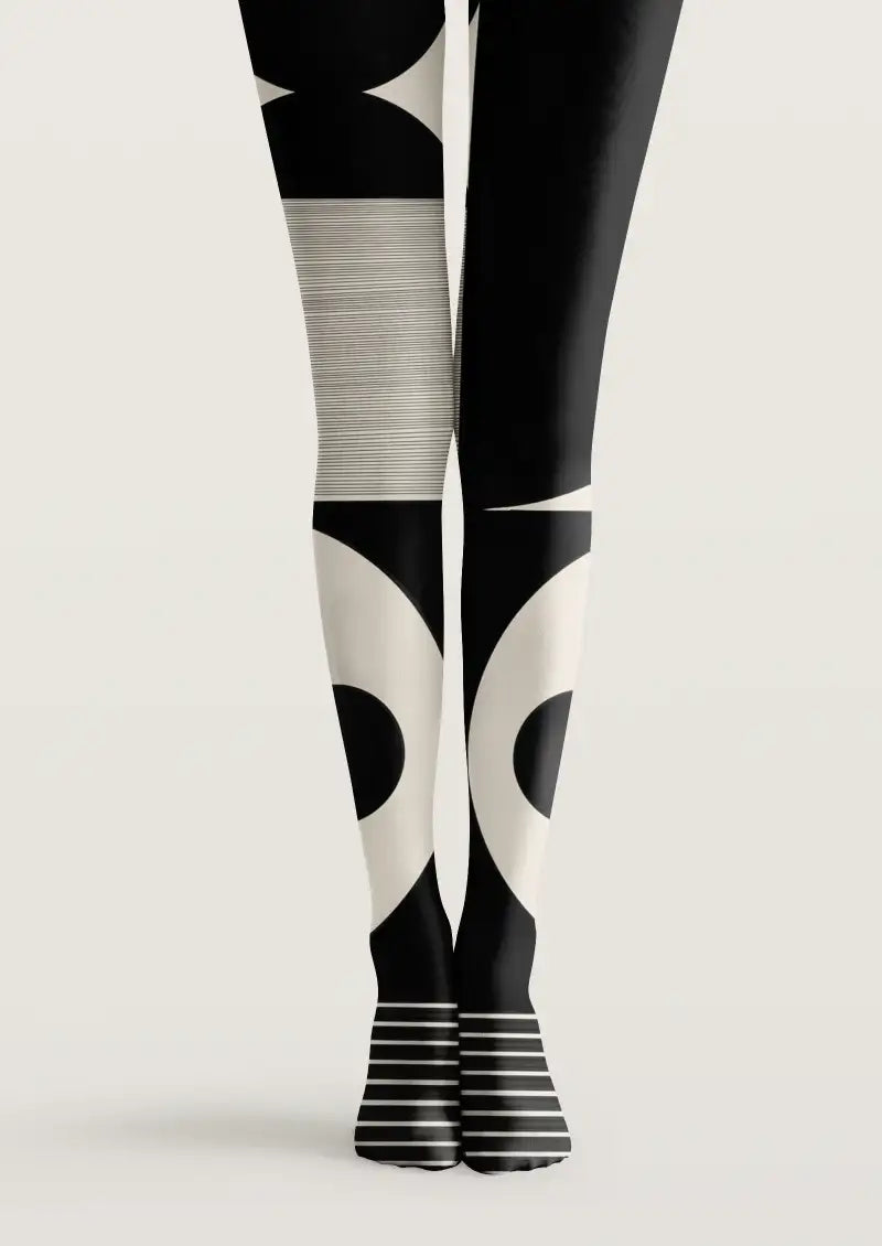 Viken Plan Monochrome Abstract Stripe Tights Hosiery Pantyhose